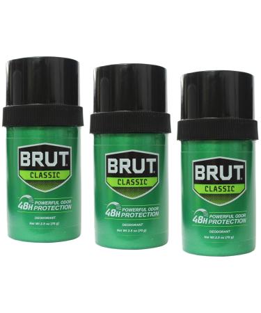 Brut Deodorant 2.25 Ounce Round Solid Classic (66ml) (3 Pack) solid classic 2.5 Ounce (Pack of 3)
