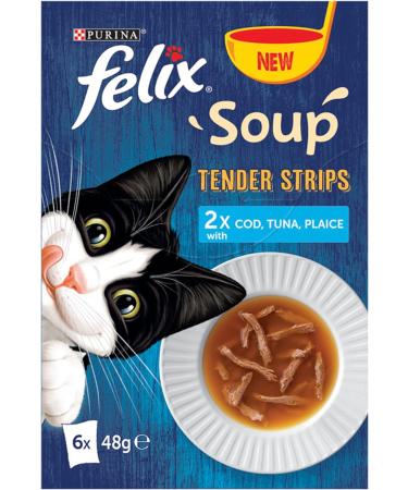 Felix Soup Cat Food Fish Selection Tender Strips 6 48g Pack of 8 Fish Selection 2.74 kg (Pack of 1) - Buy Online on GoSupps.com
