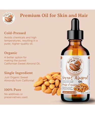Sweet Almond Oil. 236ml. 100% Pure. Cold-pressed. Unrefined. Organic. Pasteurized. Additive-free. Promotes Skin Hydration. Nourishes Hair. Natural Moisturizer for Hair Face Body Nails Beard Stretch Marks. Bella Terra Oils. 236 ml (Pack of 1) - Buy Online on GoSupps.com