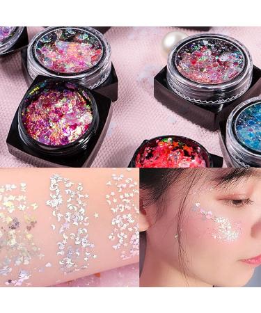 Ckfyahp 12 Colors Holographic Chunky Body Glitter Gel | Face Hair Lips & Nail Art for Festivals & Parties - Eye-Catching Makeup Decoration - Buy Online on GoSupps.com