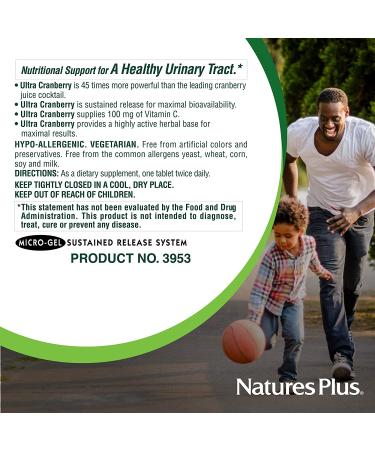 NaturesPlus Ultra Cranberry 1000 Sustained Release - 1000 mg - 180 Vegetarian Tablets - Promotes Urinary Tract Health with Vitamin C - 90 Servings - Buy Online on GoSupps.com
