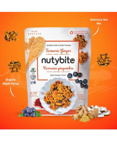 Nutybite Granola Clusters Turmeric Ginger Functional benefits Vegan Gluten Free No added sugar Non GMO Superfood snacks (4 x 120g) - Buy Online on GoSupps.com