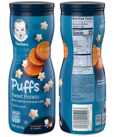 Gerber Puffs Cereal Snack Variety Pack - Strawberry Apple, Banana, Sweet Potato - 1.48 oz Each (Pack of 3) - Buy Online on GoSupps.com