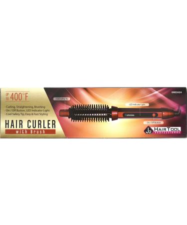 J2 Hair Curler with Brush Red Curling Iron hair curling hair brush hair Straightener fast styling easy to use Thermal Styler Multi Usage LED lights