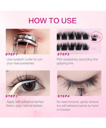 Self Adhesive Eyelashes - No Glue Needed Natural Look Reusable Waterproof Wispy Fluffy Lashes with Tweezer - Buy Online on GoSupps.com