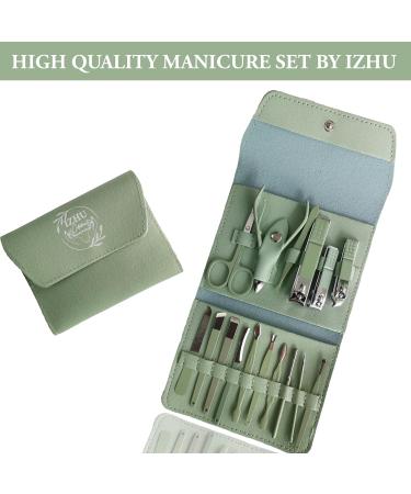 Professional Manicure Pedicure Kit - 16 Piece Steel Nail Care Tools Set with Travel Case for Thick Nails - Ideal Gift for Men and Women - GREEN - Buy Online on GoSupps.com