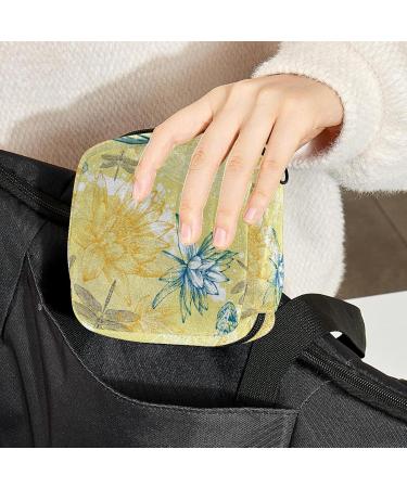 Stylish Menstruation Pad Bag with Zipper | Women's Tampon & Napkin Bag - Water Lunbits Dragonflies & Butterflies - Buy Online on GoSupps.com