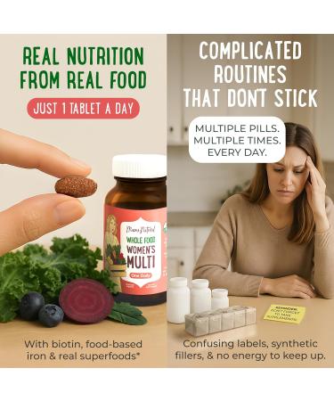 Mama Natural Organic Women's Multivitamin Whole Food Based 1 A Day Vegan Tablet USDA Organic Non-GMO Clean Label Multivitamin for Women 30 Day Supply with Iron & Methylated B12 - Buy Online on GoSupps.com