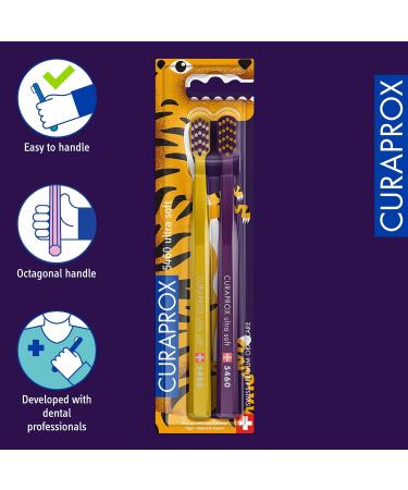 Curaprox CS 5460 Manual Toothbrush Ultra Soft - Special Edition Tiger 2 Pack | Best Soft Toothbrush for Sensitive Gums - Buy Online on GoSupps.com