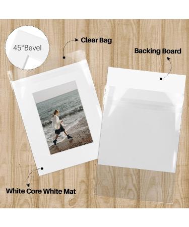 5 Pack White 8x10 Bevel Cut Picture Mat for 5x7 Photo - Acid Free Frame Mat with Backing Board & Clear Bag - Buy Online on GoSupps.com