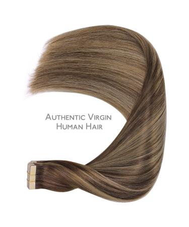 Premium 24-Inch Balayage Chocolate Brown to Honey Blond Real Hair Tape Extensions | 20pcs 50g Silky Straight Remy Invisible Skin Weft - Buy Online on GoSupps.com
