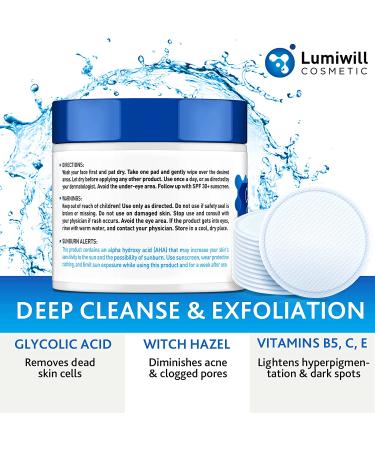 Glycolic Acid Pads 35% with Vitamin B5, C, E - Anti-Aging Facial Peel for Dark Spots, Acne & Wrinkles - Buy Online on GoSupps.com