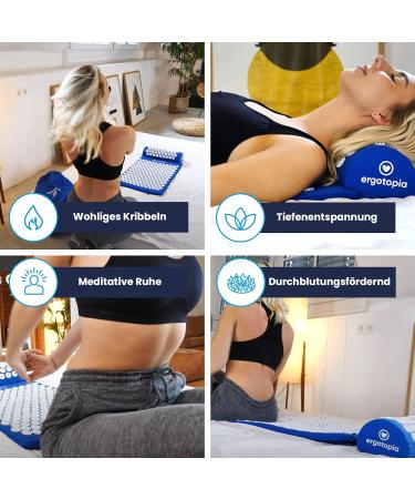 Buy Ergotopia Acupressure Mat & Pillow Set - Relaxation & Improved Blood Circulation | 68x42 cm Blue Massage Mat for Home Use - Buy Online on GoSupps.com
