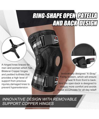 NEENCA Professional Hinged Knee Brace for Pain Relief - Adjustable Support for Arthritis, Meniscus Tear, ACL, PCL - Strong Stability, X-Strap System - M Black - Buy Online on GoSupps.com