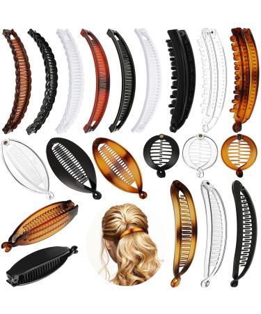 20 Pieces Banana Hair Clips Set Vintage Clincher Combs Classic Large Double Comb Banana Clips Fishtail Hair Clips Ponytail Banana Holder Clips Rounded Edges Hair Clips for Women Girls