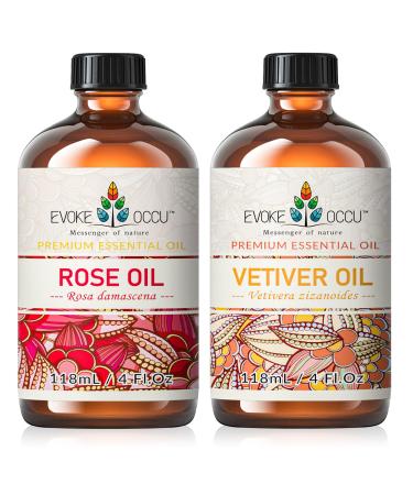 EVOKE OCCU Rose Essential Oil and Vetiver Essential Oil - 4 Fl Oz