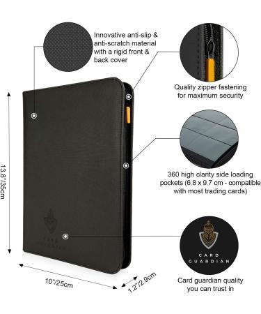 Card Guardian 9-Pocket Premium Zipper Binder for 360 Cards - Side Loading Pockets for TCG Games (Black) - Buy Online on GoSupps.com
