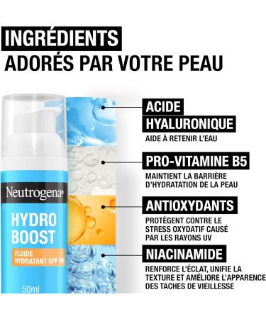 Neutrogena | Hydro Boost Hydrating Fluid SPF 50 (50 ml) Facial care with hyaluronic acid provitamin B5 and niacinamide Moisturizing care with sun protection - Buy Online on GoSupps.com
