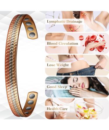 YINOX 16.5cm Tri-color Magnetic Copper Bracelet for Women - 8 Magnet Gift for Wife & Mother - Buy Online on GoSupps.com