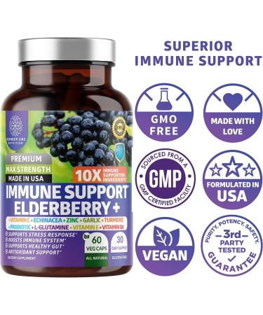 2 Pack N1N Premium 10-in-1 Immune Support Supplement - Elderberry, Vitamin C, Zinc, Echinacea, Turmeric, Garlic - 120 Veg Caps - Buy Online on GoSupps.com