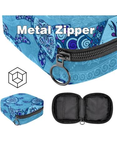 Portable Women's Binding-Up Bags | Menstrual Cup Pocket & Insert Bag for Teenage Girls | Art Navy Blue Sea Turtle | Perfect for First Period & Tampons - Buy Online on GoSupps.com