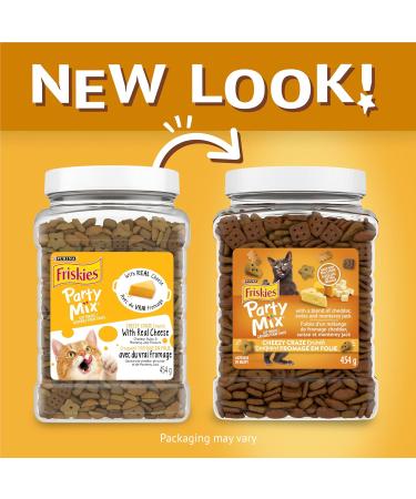Friskies Party Mix Cat Treats Cheezy Craze Crunch with Real Cheese - 454 g Cannister (1 Pack) 454 g (Pack of 1) - Buy Online on GoSupps.com