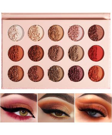 Neutral Eyeshadow Palette - Rose Gold Smokey Red Brown Highly Pigmented Matte Shimmer and Metallic 15 Colors Eye Shadow Pallet - DE LANCI Professional Warm Natural Tone Bronze Eyeshadow For Beginners - Buy Online on GoSupps.com