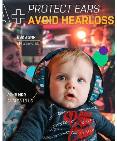 Vanderfields Baby Ear Protection Toddler - Dinosaur Club Design - 22dB NRR - Ages 3 Months to 3 Years - Buy Online on GoSupps.com