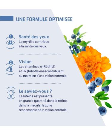 JUVAMINE - Lutein Blueberry and Vitamins A and B2 - Eye Health - Contributes to the maintenance of normal vision - 40-day program - Made in France - Buy Online on GoSupps.com