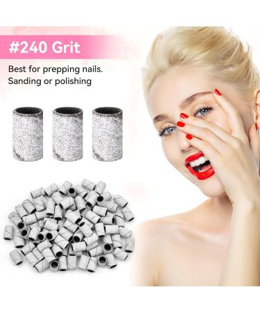 100Pcs White Nail Sanding Bands for Nail Drill with 240# Grit, 2 Mandrel Bits - Boxed for Acrylic Nails, Gel Manicures & Pedicure - Buy Online on GoSupps.com