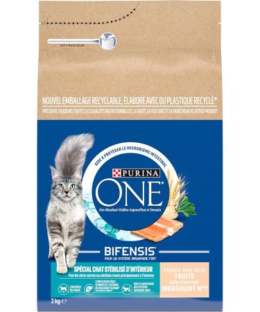 PURINA ONE Bifensis Special Indoor Sterilized Cat | Trout and Whole Grain Dry Food for Adult Cats | 3kg Bag - Buy Online on GoSupps.com