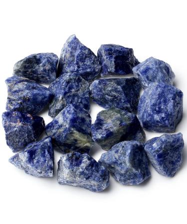 XIANNVXI Blue Sodalite Crystals Natural Raw Crystal Rocks Rough Stones 1" Bulk Reiki Healing Gemstones Tumbling Cabbing Fountain Rocks 0.45lb Blue - Sodalite