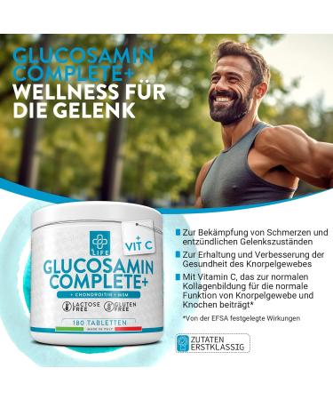 Glucosamine Chondroitin MSM with Vitamin C - 180 Tablets Joint Supplement | Piulife High-Dose Cartilage Support - Buy Online on GoSupps.com