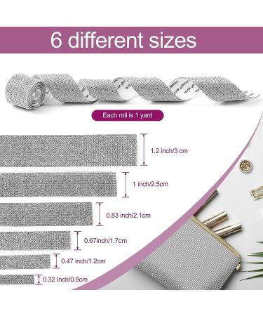6 Rolls Self Adhesive Crystal Rhinestone Ribbon Diamond Bling Wrap | 6 Yards Glittering Sticker Roll for Crafts & Events - Silver - Buy Online on GoSupps.com