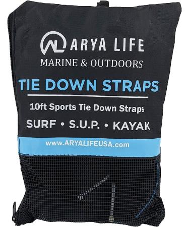 Arya Life 10ft Silicone Buckle Rack Straps for Surfboard, SUP, Kayak - Set of 2, Black - Buy Online on GoSupps.com