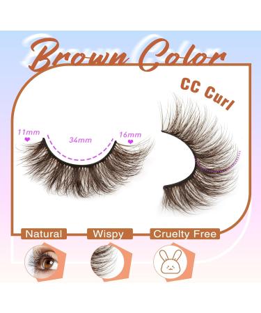 Brown Lashes Natural False Eyelashes 16mm D Curl Russian Strip Lashes That Look Like Extensions Wispy Fluffy Cat Eye Fake Lashes Pack 3D Volume Pestanas Postizas Naturales 9 Pairs by Goddvenus B-brown strip lashes - Buy Online on GoSupps.com