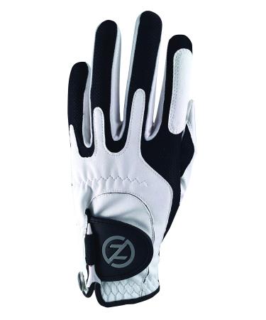 Zero Friction Mens Compression-Fit Synthetic Golf Glove Universal Fit One Size Left Individual White