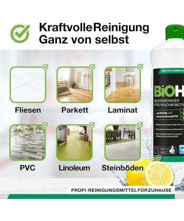 Buy Biohy Floor Cleaner for Wiping Robots - Orange Scent (2 x 1L) | Sustainable 1:200 Concentrate | Foam & Streak-Free Solution for All Floors - Buy Online on GoSupps.com