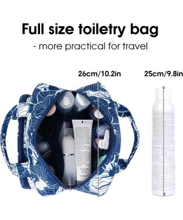 Large Blue Lotus Toiletry Bag: Full Size Makeup Organizer for Women | Travel Cosmetic Bag - Buy Online on GoSupps.com