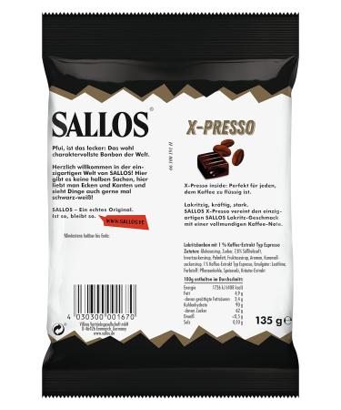 Sallos X-Presso Storage Pack - Licorice Candy with Coffee Extract | Vegan | Natural Licorice Juice | 15 x 135g - Shop Internationally - Buy Online on GoSupps.com