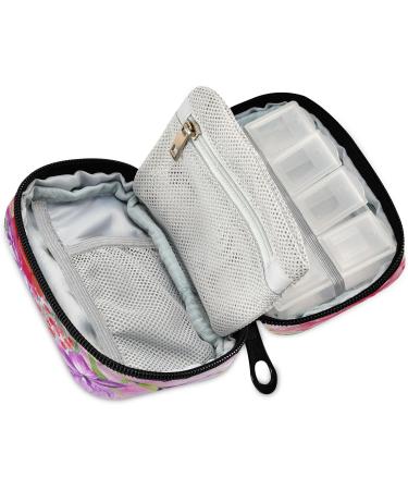 Pfrewn 7 Day Pill Organizer Case - Floral Travel Pill Box with Zipper for Vitamins & Medications | Portable Weekly Supplement Holder - Buy Online on GoSupps.com