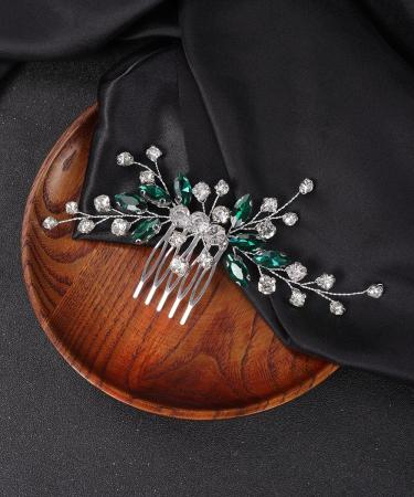 Deniferymakeup Bridal Hair Comb Emerald Headpiece Green Crystal Hair Piece Rhinestone Bridal Side Combs for Women and Girls (Style 1) - Buy Online on GoSupps.com