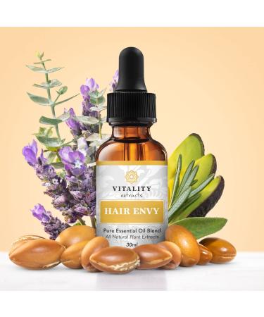 Vitality Extracts Hair Envy - Natural Hair Growth Serum 100% Pure Essential Oils  15 Plant Extracts  No Synthetics  No Parabens - Safe For All Hair Types  Formulated for Women and Men All Ages.