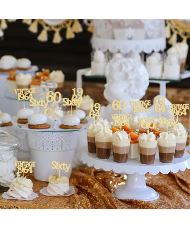 Gyufise 24Pcs 60th Birthday Cupcake Toppers Cheers to 60 Fabulous Sixty Cupcake Picks Vintage 1964 Decorations for 60th Birthday Wedding Anniversary Party Cake Decorations Supplies Gold Gold 60th - Buy Online on GoSupps.com