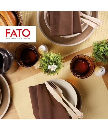 Fato Disposable Paper Napkins - 50 Pack 33x33 cm 4-Folded 2-Layer Chocolate Color Ideal for Lunch & Buffets - 100% Pure Cellulose FSC Certified - Buy Online on GoSupps.com