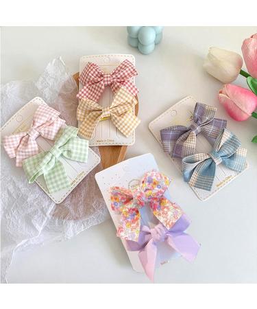2 PCS Non-Slip Bow Hair Clips for Girls - Purple and Blue Hair Accessories for Christmas, Wedding, Birthday - Red and Yellow Check - Buy Online on GoSupps.com
