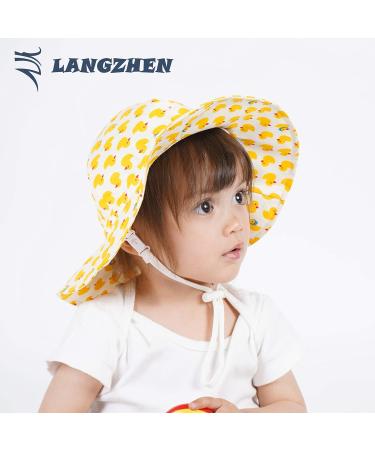 Lovely Duckling-yellow Baby Girls Sun Protection Hat | Adjustable Wide Brim Toddler Kids Hat for Beach Play | 6-12 Months - Buy Online on GoSupps.com