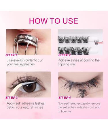 Fluffy Eyelash Clusters - No Glue Self-Adhesive Press on Lashes | Waterproof Extensions Kit for Natural Look - Shop Internationally - Buy Online on GoSupps.com