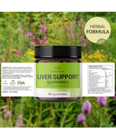 HERBAMAMA Liver Support Gummies - Herbal Complex for Liver Detox and Cleanse - Vegan Non-GMO Overall Support Supplement - 60 Pectin-Based Apple-Flavored Chews - Buy Online on GoSupps.com