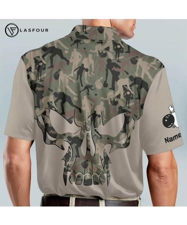 LASFOUR Custom Skull Bowling Shirt for Men - Short Sleeve Bowling Jersey for Men Style2 - Buy Online on GoSupps.com